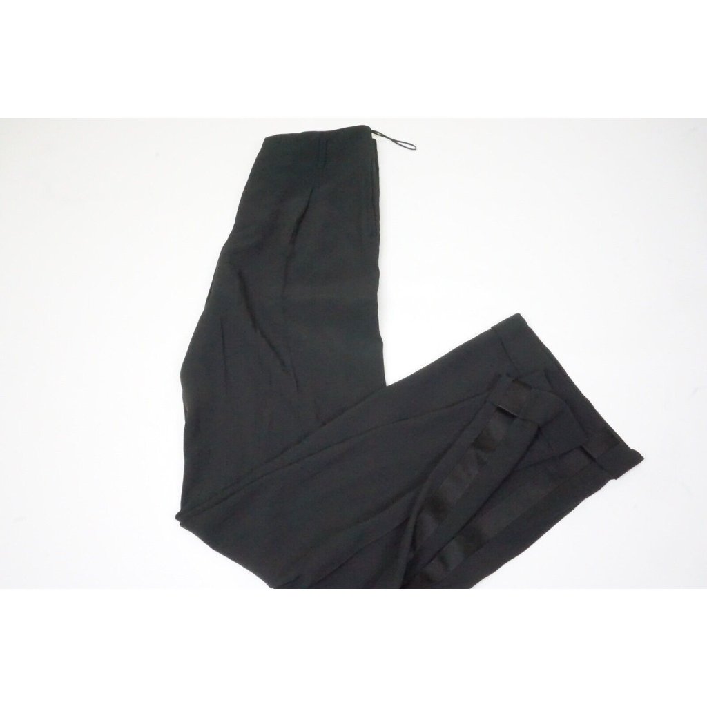 Ralph Lauren Collection Black Viscose Blend Tuxedo Dress Pant Pleated 6 New